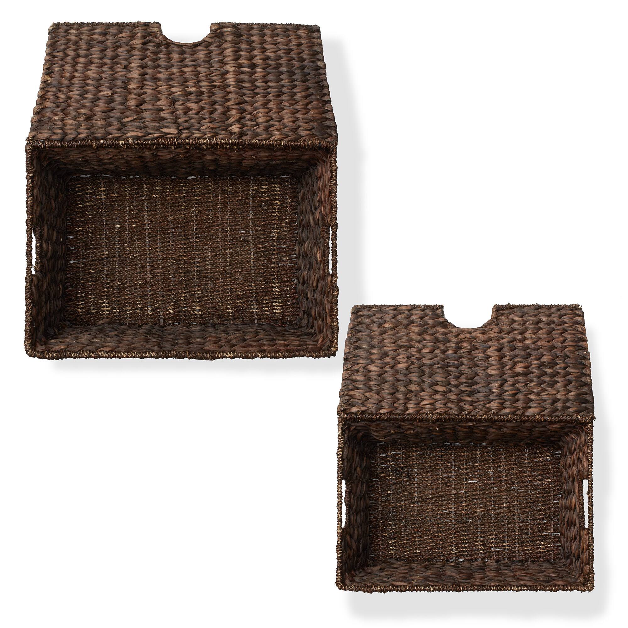 Alt View 5. Casafield - Water Hyacinth Storage Baskets with Tapered Bottoms - Espresso.