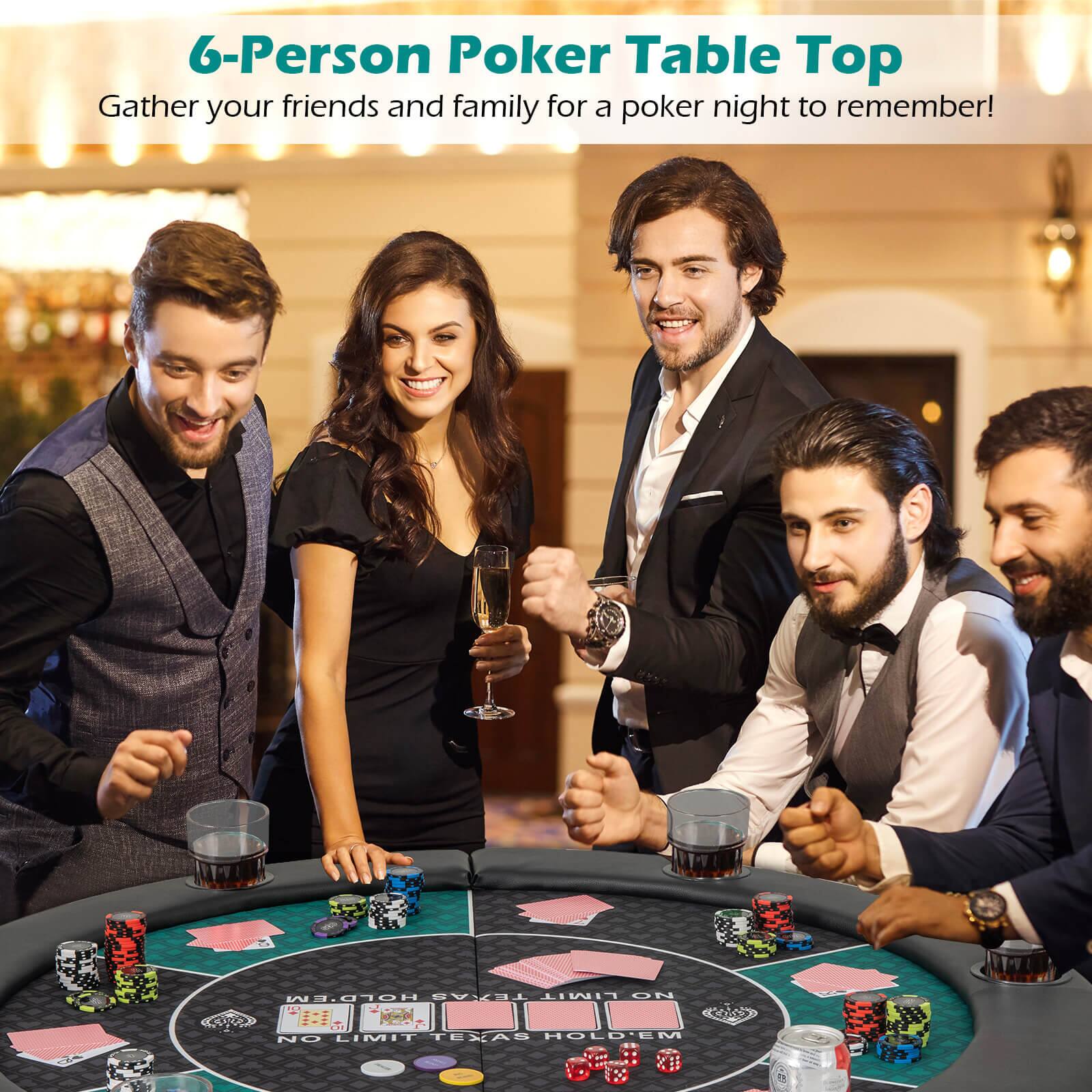 6-Person Poker Table Top Gather your friends and family for a poker night to remember! HOLD'EM TEXAS LIMIT ON