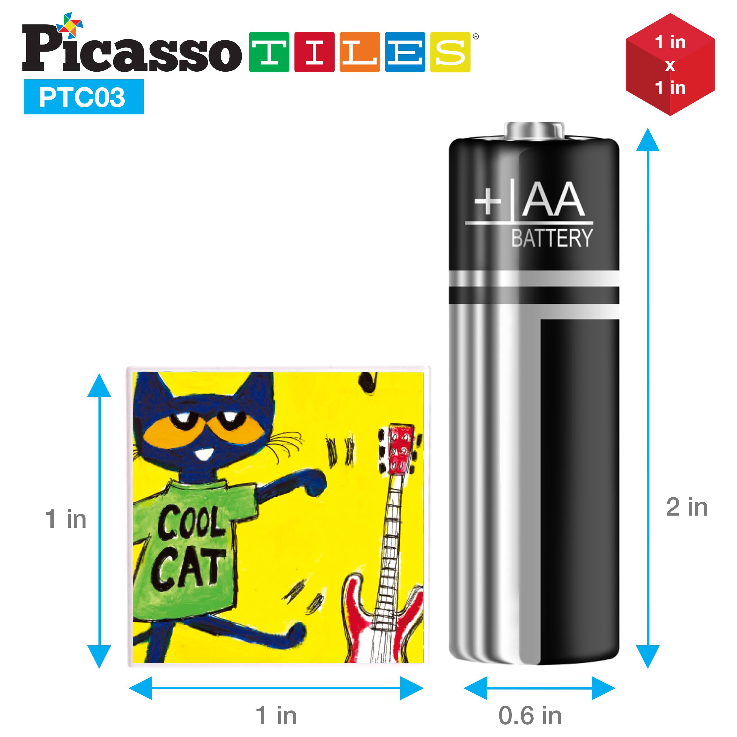 Picasso Tiles  
PTC03  

1 in x 1 in  
AA Battery  
Cool Cat  
2 in x 1 in x 0.6 in