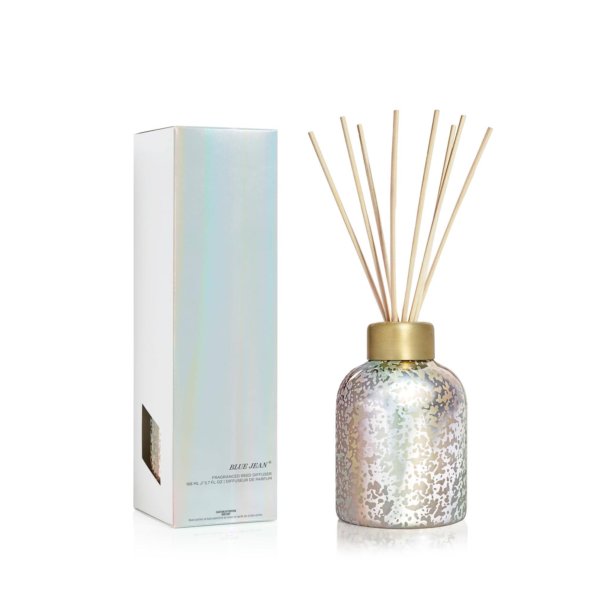 Live At Space - Iridescent Glass Reed Diffuser Set 5.7oz with Sticks & Scented Oil - Blue Jean