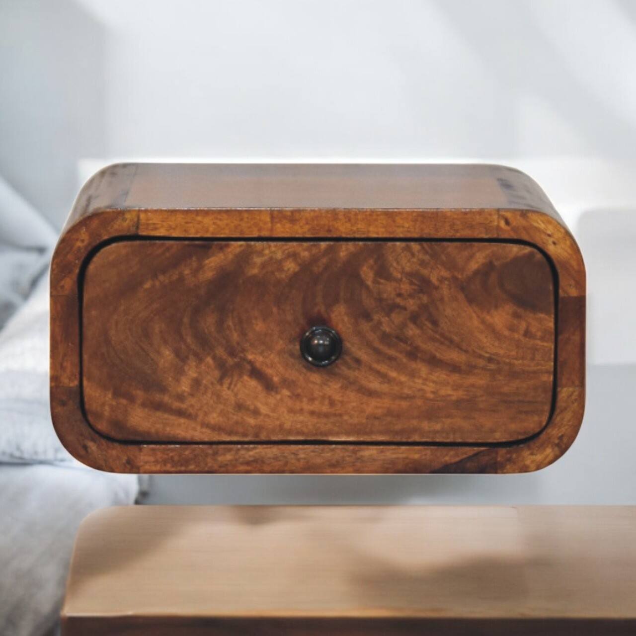 Alt View 6. Artisan Furniture - Artisan Furniture Solid Wood Avora Mini Wall-Mounted Chestnut 1 Drawer Nightstand - Chestnut.