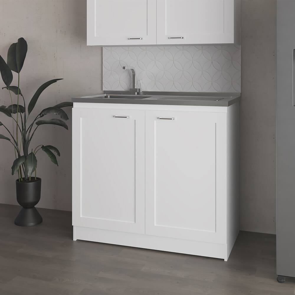 Front. TinyHomie - Montello White Kitchen Utility Sink - White.