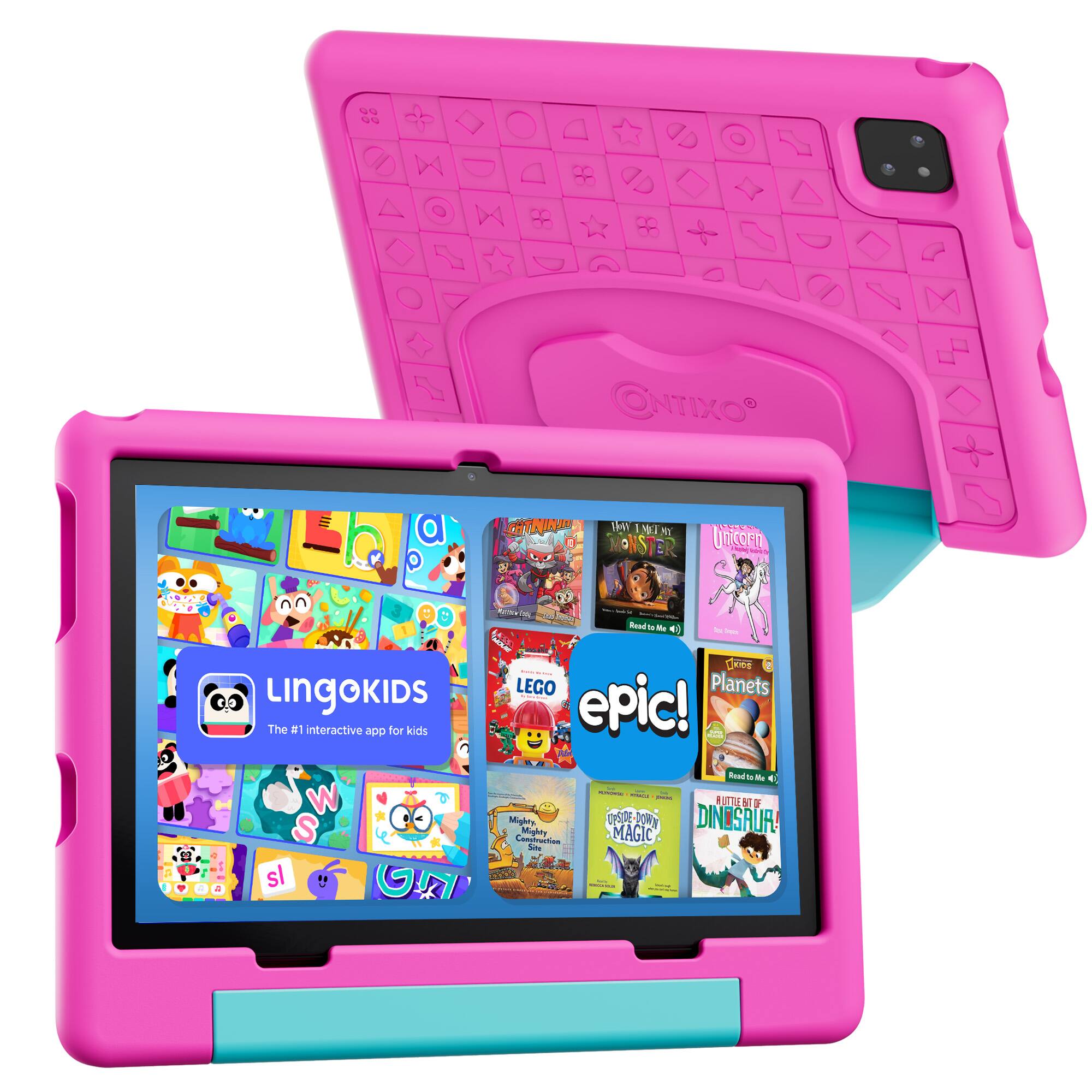 Contixo - A10 10" Educational Kids Tablet with Epic! and Lingokids 64GB with Parental Controls & Kid-Proof Case - Pink