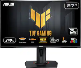 ASUS - TUF Gaming 27" FHD VA 240Hz 1ms Curved Gaming Monitor with FreeSync Premium and HDR (DisplayPort, HDMI) - Black