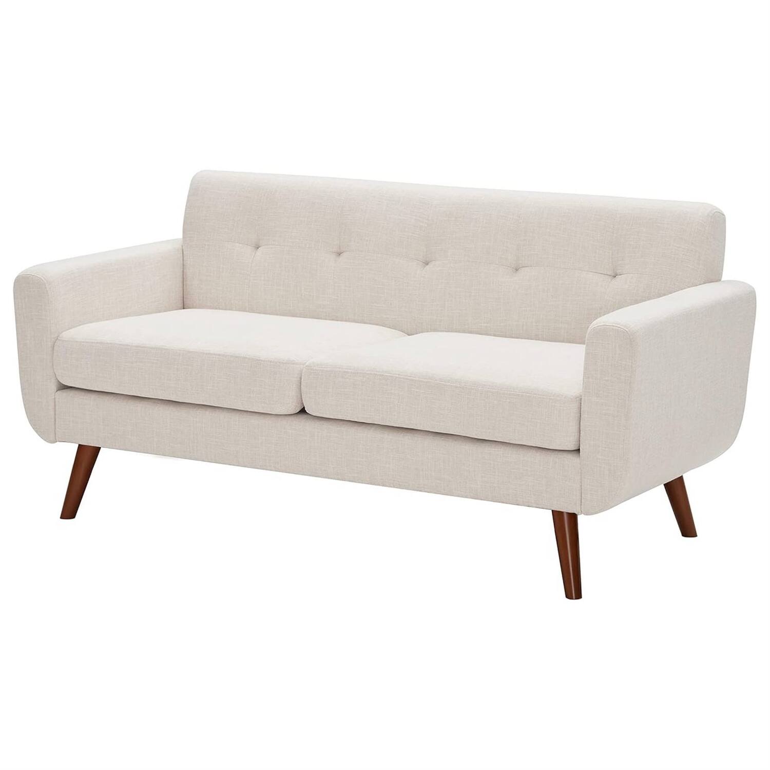 Hivvago - Modern Mid-Century Beige Cotton Polyester Upholstered Sofa Loveseat - Beige