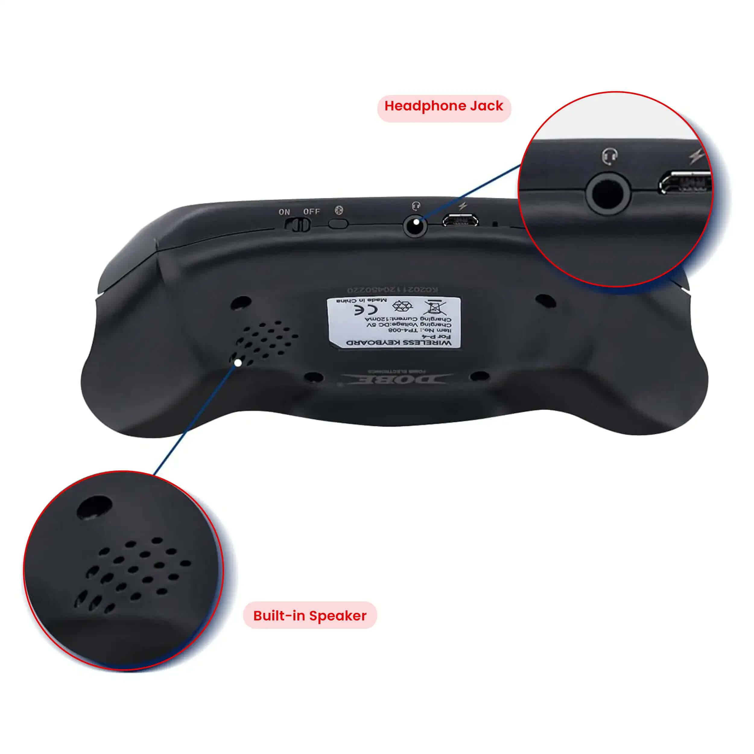 Headphone Jack  
ON OFF  
OZZOUPOL  
L K02021  
Chana - Mada  
3> SERN HU Charana ~ C SnIEnao P0O-TIL  
UE 1  
KEYBOARD WIRELESS  
Built-in Speaker