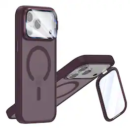 Dteck - Magnetic Shockproof Case for Apple iPhone 18 Pro Max with Integrated Lens Protector Stand, Translucent Matte Phone Cover - Winered