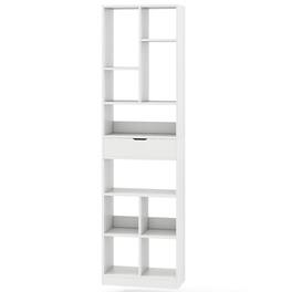 Pefilos - 7-Tier Bookshelf - 180cm Anti-Fall, Drawer Storage Open Cubes - White