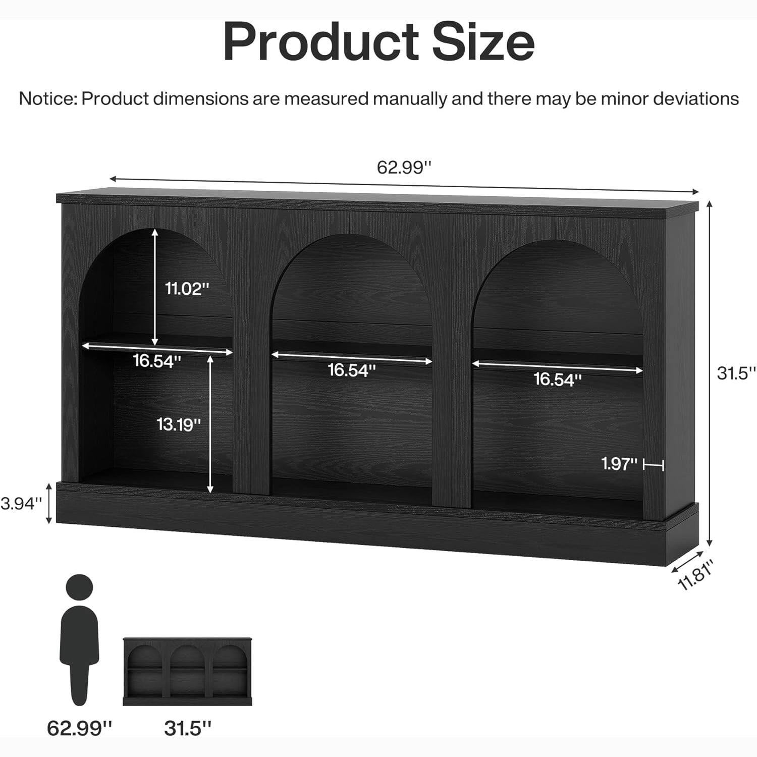 Product Size

Notice: Product dimensions are measured manually and there may be minor deviations

- 62.99"
- 11.02"
- 16.54"
- 16.54"
- 16.54"
- 31.5"
- 13.19"
- 1.97"
- 3.94"
- 11.81"
- 62.99"
- 31.5"