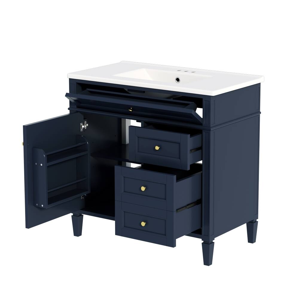 Alt View 9. Loheer - Loheer 36 inch bathroom vanity with sink Blue Modern Single Sink Cabinet - Blue.
