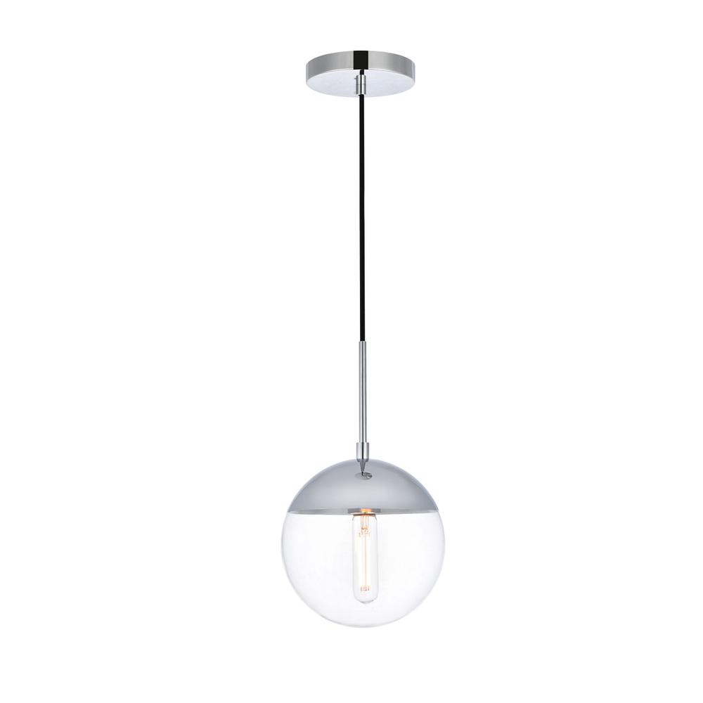 Alt View 1. Living District - Eclipse 1 Light Chrome Pendant With Clear Glass - Chrome And Clear.