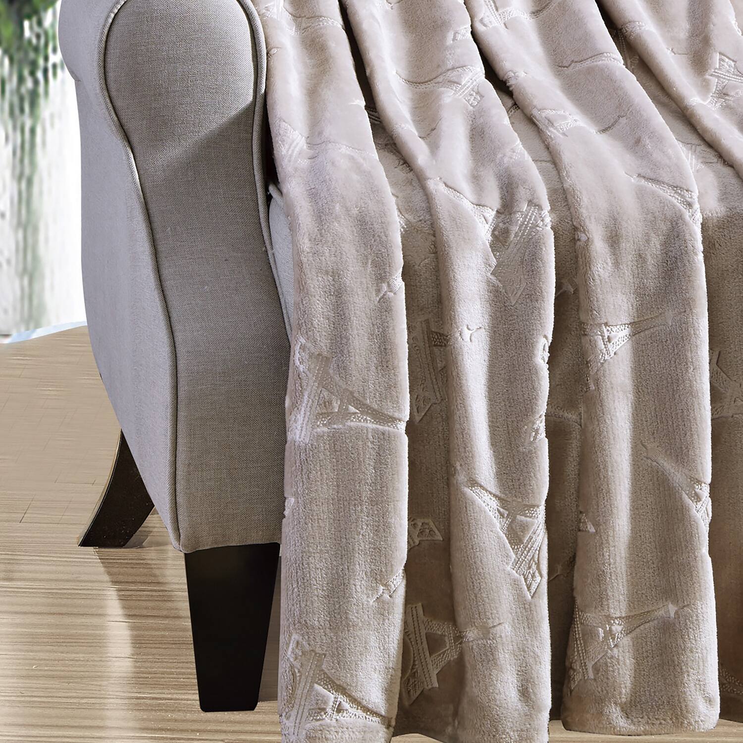 Alt View 3. Noble House - Plazatex Eiffel Tower Embossed Decorative Super Soft Throw Blanket for Sleep/Decor 2 Pack 50" x 60" Taupe - Taupe.