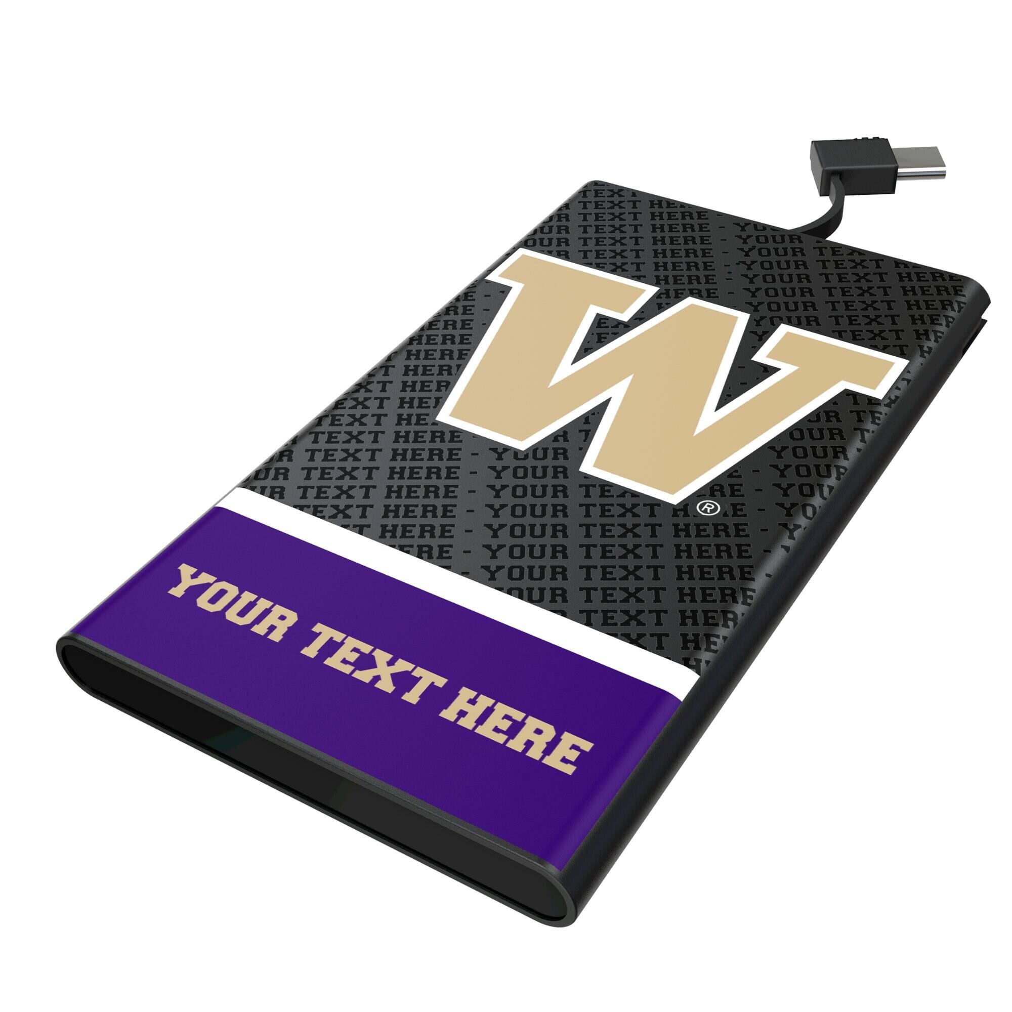 Keyscaper - Washington Huskies Personalized Endzone Plus 5000mAh Flat Powerbank - Black