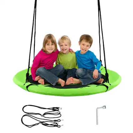 Front. Costway - Costway 40" Flying Saucer Tree Swing Indoor Outdoor Play Set Swing for Kids - Green.
