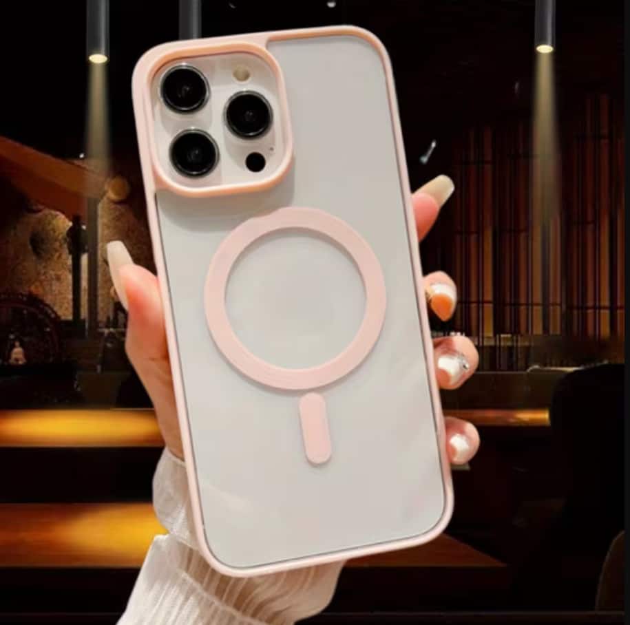 Gravity Ridge - Magnetic Case for iPhone 17 Clear Phone Case Magsafe Slim & Tough, Pocket-friensly Transparent Cover - Pink