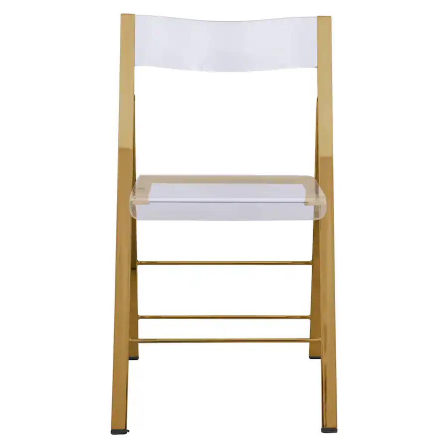 Sit Out Protector Design LeisureMod Menno Foldable Clear Acrylic Dining Chair with Stainless ...
