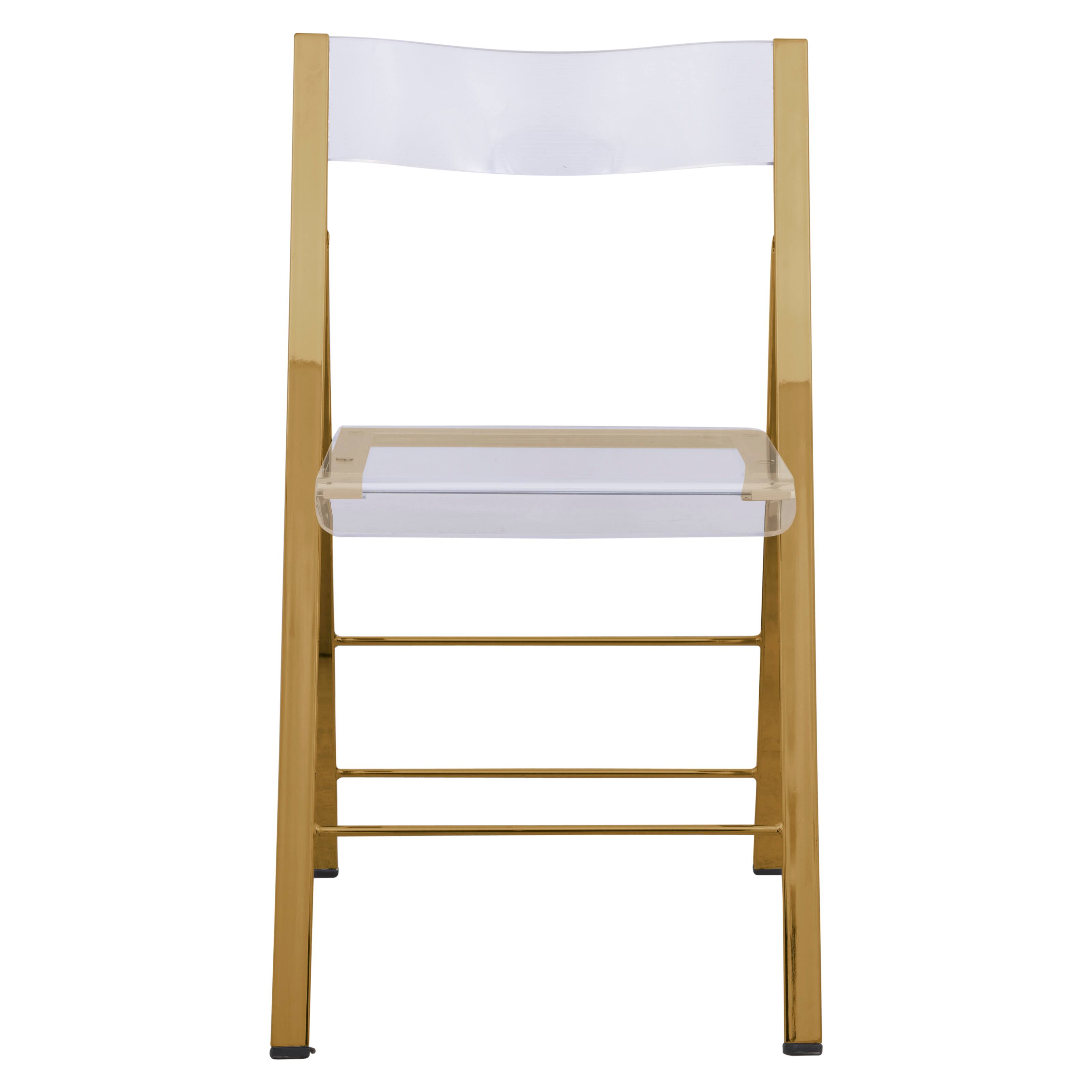 Left. LeisureMod - Menno Foldable Clear Acrylic Dining Chair with Stainless Steel Frame & Floor Protectors - Set of 4.