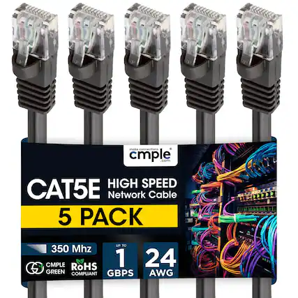 5558885 3558885 5558885 3558885 5558885 make connections cmple .com
CAT5E
HIGH SPEED Network Cable
5 PACK
UP TO 350 Mhz
CMPLE
RoHS COMPLIANT
1 24 AWG
GREEN
GBPS
