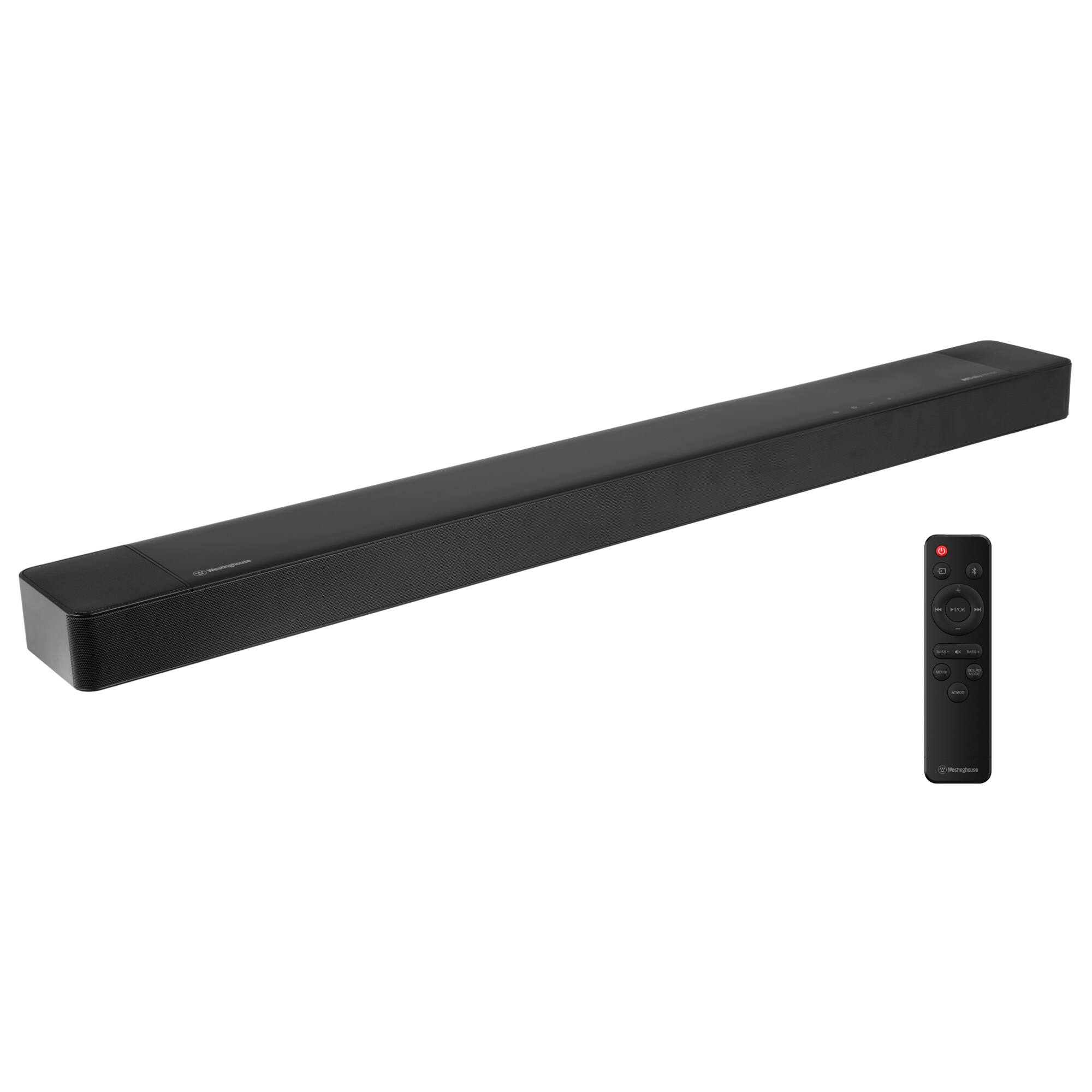 Front. Westinghouse - Westinghouse 3.1.2 Soundbar, Dolby Atmos & Digital Plus, 210W, Built-in Sub, HDMI eARC, Bluetooth - Black.