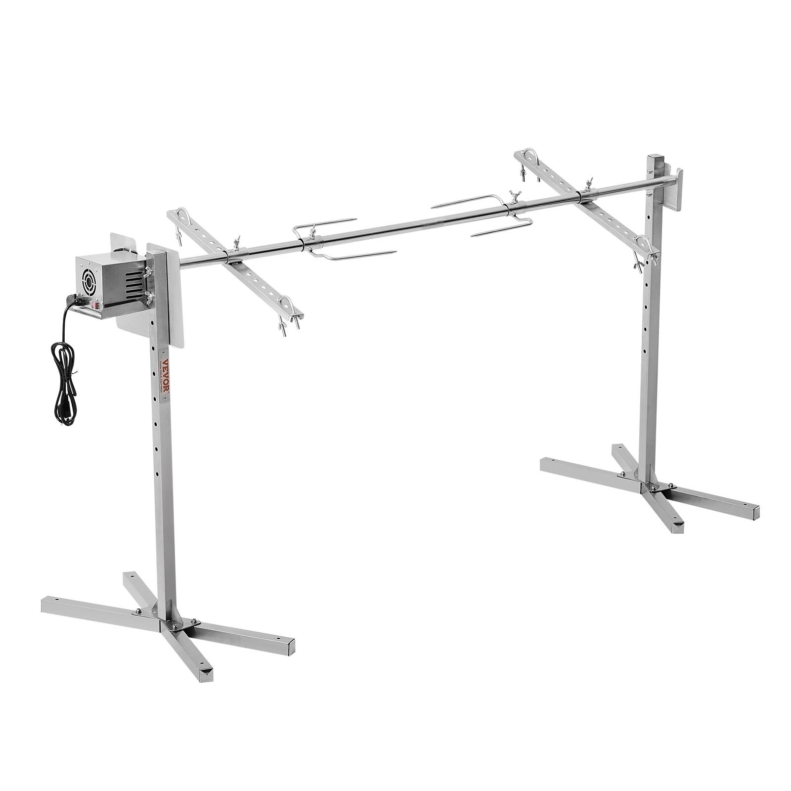 Alt View 5. VEVOR - Electric BBQ Rotisserie Grill Kit,56 Inch 132 lbs Capacity,Automatic 52W Motor Height Adjustable Universal Roaster Stand - Silver.