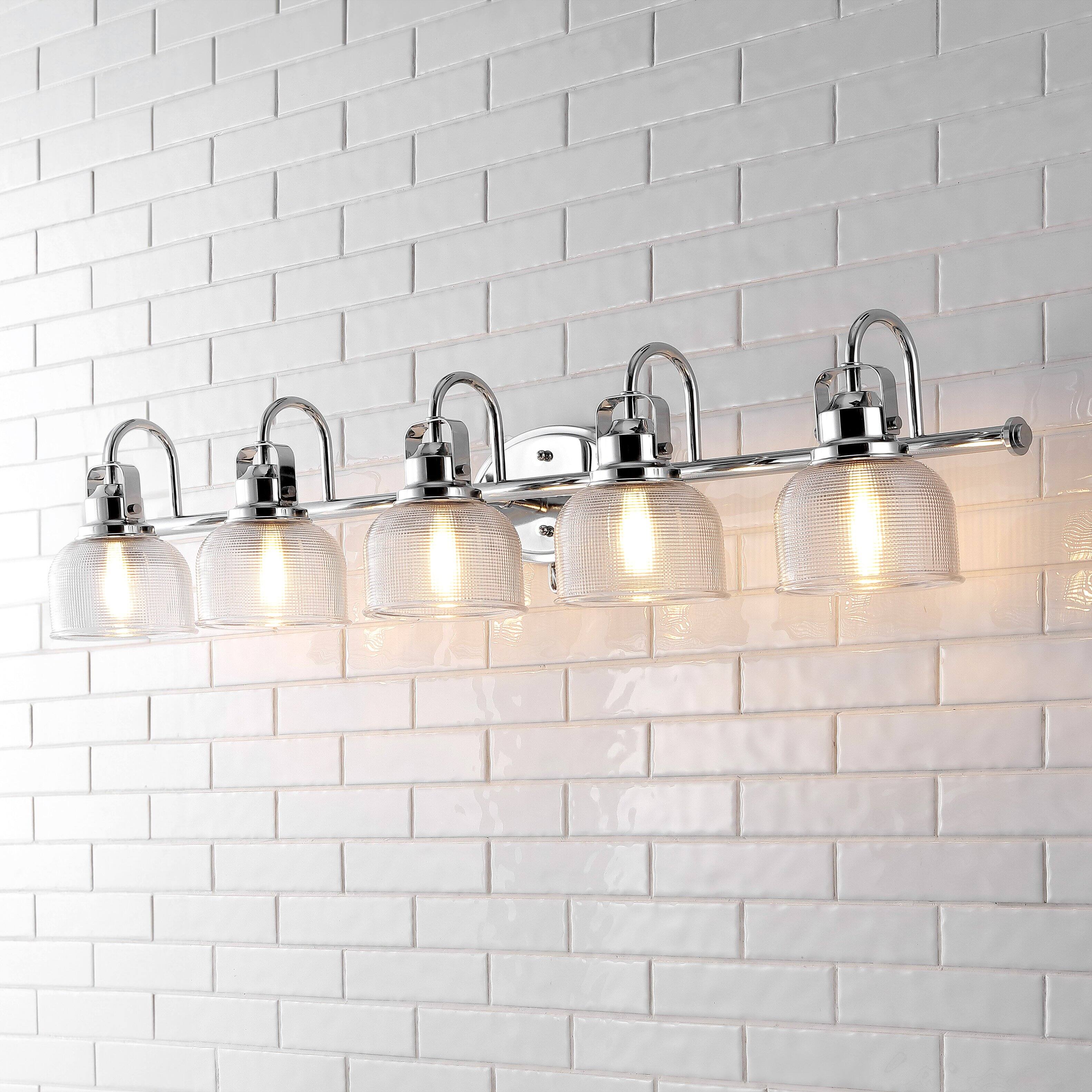 Alt View 1. Jonathan Y - Virginia 42.75" 5-Light Metal/Glass LED Vanity Light, Chrome - Chrome.