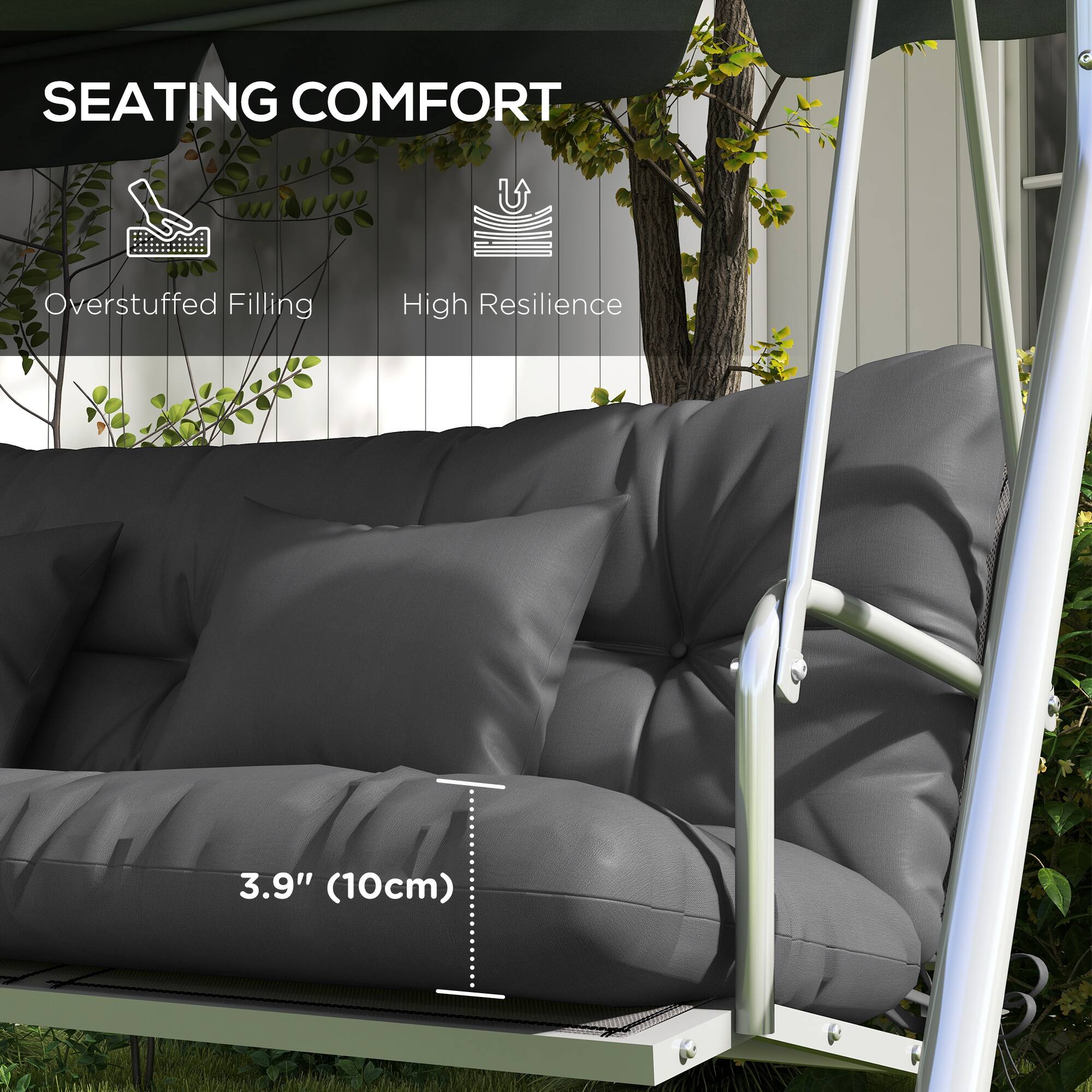 SEATING COMFORT

Overstuffed Filling
High Resilience
3.9" (10cm)