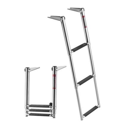 Front. VEVOR - Boat Ladder, 3 Steps, Stainless Steel Telescoping Folding Swim Deck Ladder for Rear Entry Inboard, Heavy Duty 600 lbs - Silver.