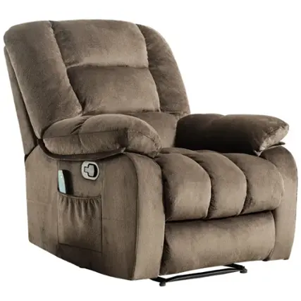 Front. Bestier - Bestier Massage Recliner Chairs with Heat and Vibration Soft Fabric Single Manual Reclining Chair - Grey.