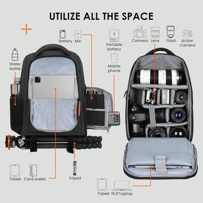 TARION Camera Backpack Waterproof Camera Bag Large Capacity Camera Case Photography Backpack with 15in Laptop Compartment Rain Cover for Men Women TARION Camera Backpack Waterproof Camera Bag Large Capacity Camera Case Photography Backpack with 15in Laptop Compartment Rain Cover for Men Women