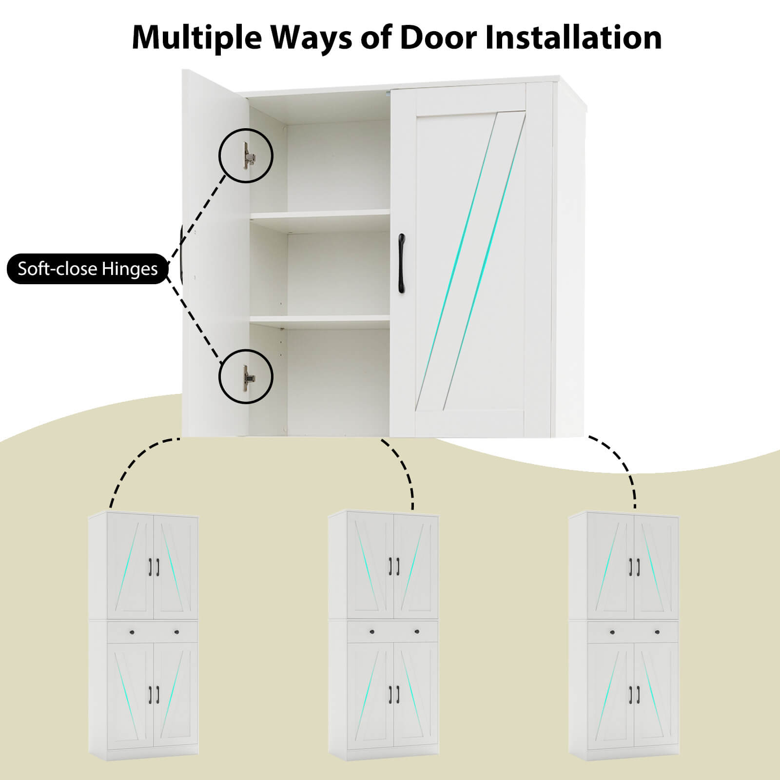 Multiple Ways of Door Installation: Soft-close Hinges and T-11 11