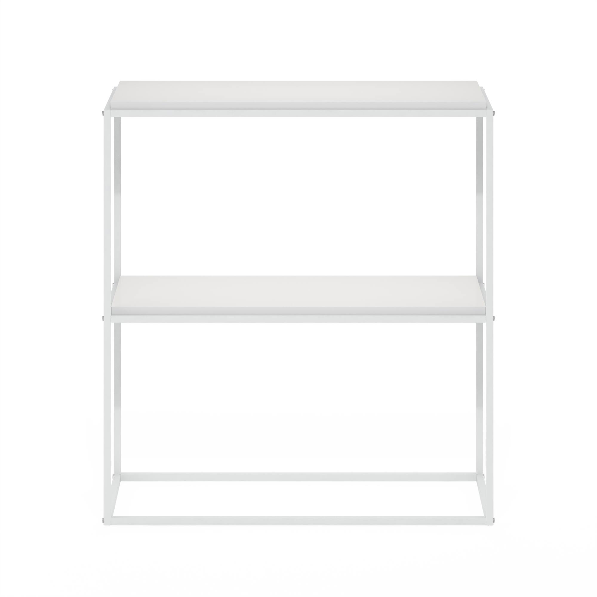 Alt View 2. Furinno - Moretti Modern Lifestyle Wide Stackable Shelf, 2-Tier - Solid White/White.