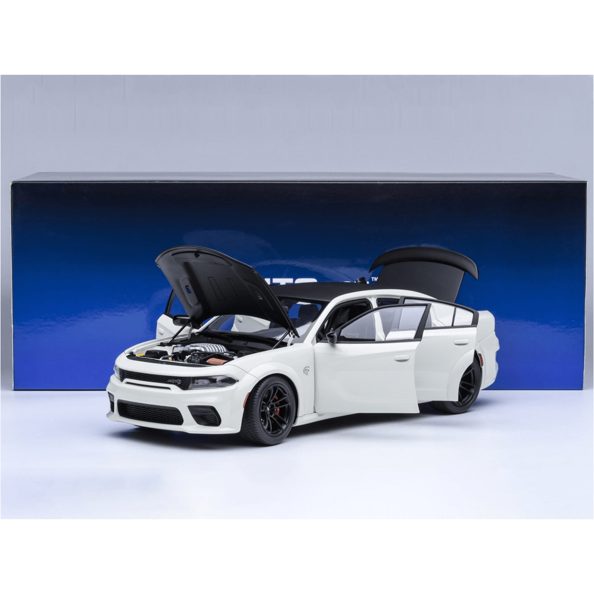 Alt View 9. Autoart - Dodge Charger SRT Hellcat Redeye Knuckle White with Matt Black Hood and Top 1/18 Car Model by Autoart.