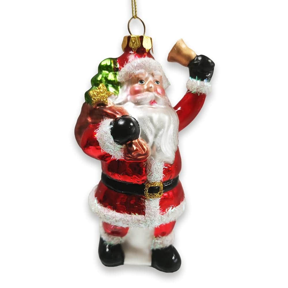 OrnamentallyYou - Festive Delivery Santa Claus Coming to Town Glass Christmas Ornament - Multi-colored