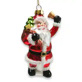 OrnamentallyYou - Festive Delivery Santa Claus Coming to Town Glass Christmas Ornament - Multi-colored