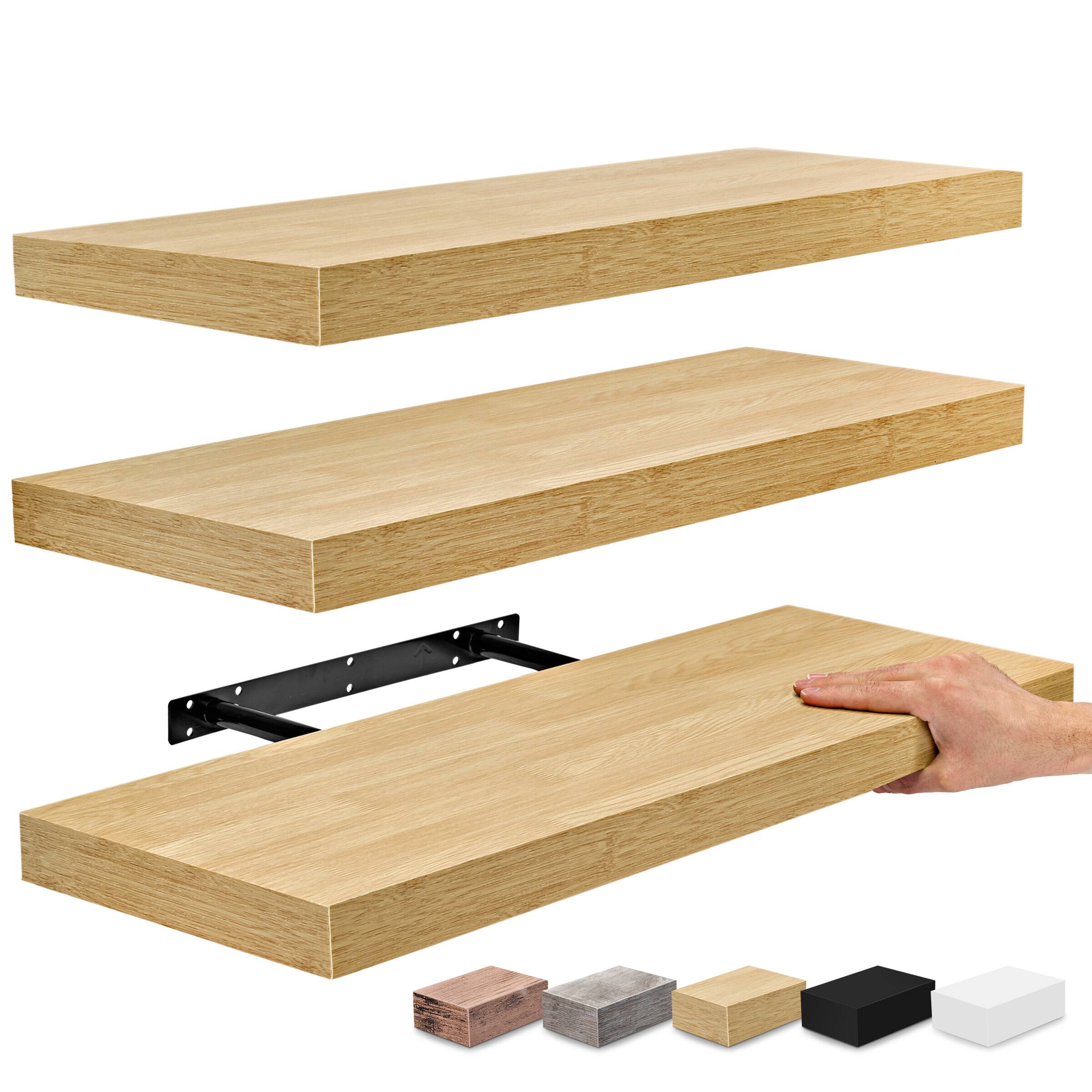 Set of 3 (24"x9") Sorbus Floating Shelves with Invisible Brackets - for Bedroom, Kitchen Decor, Bathroom Shelves - Maple
