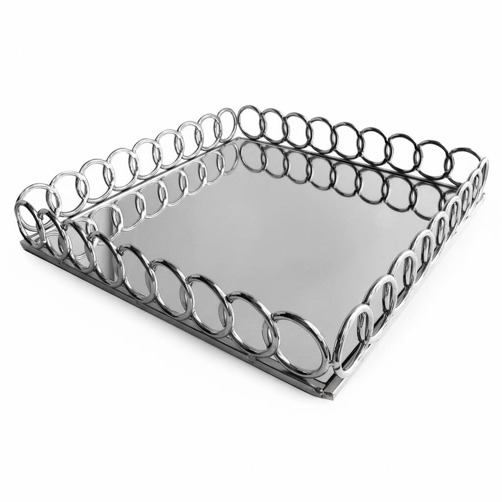 Front. American Atelier - Looped Tray - Silver Square 15"D - Clear.