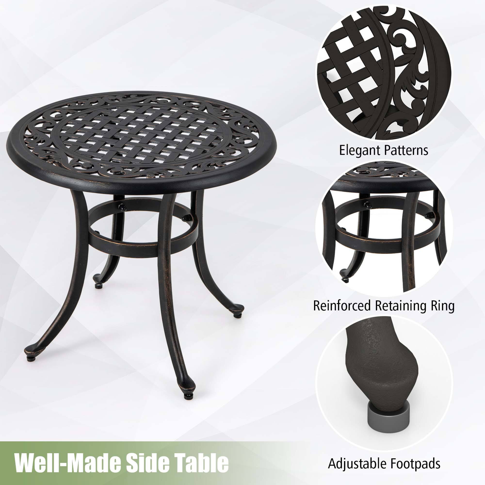 Elegant Patterns, Reinforced Retaining Ring, Adjustable Footpads, Well-Made Side Table