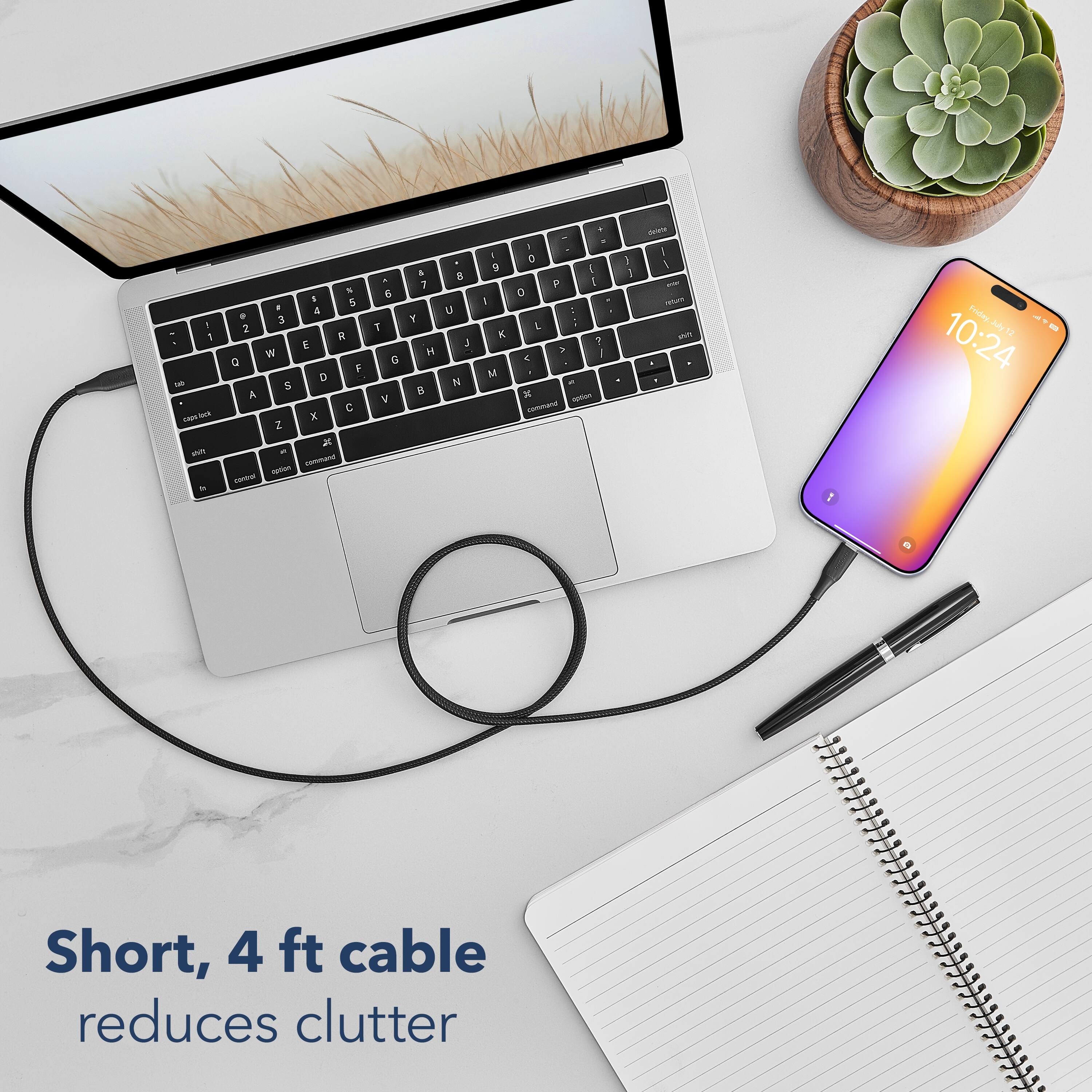 Short, 4 ft cable reduces clutter.