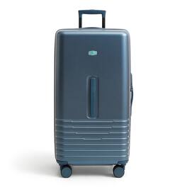 Bagsmart - Getaway 30" Trunk Checked Luggage, Large Hardside Suitcase with Built-in Scale & 360 Double Spinner Wheels - Denim Blue