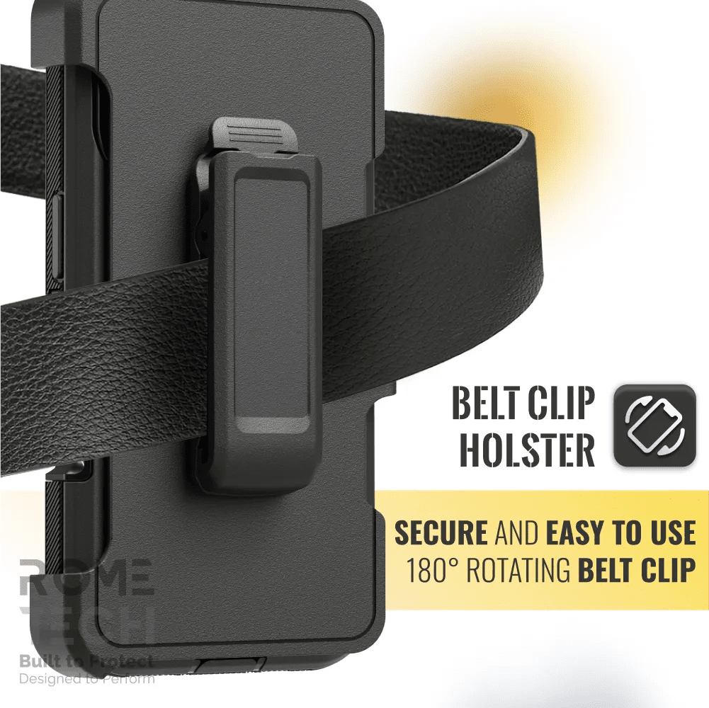 BELT CLIP HOLSTER  
ROME  

Built to Protect  
Designed to Perform  

SECURE AND EASY TO USE  
180° ROTATING BELT CLIP