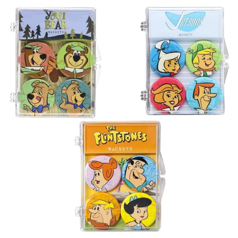 Toynk - Hana Barbera Fridge Décor Gift Set: Flintstones, Jetsons & Yogi Bear