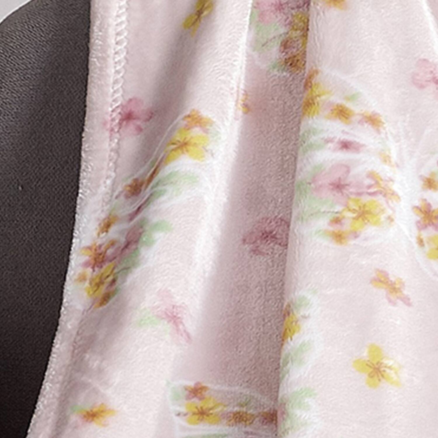 Alt View 1. Plazatex - Plazatex 100% Polyester Butterfly Garden Lightweight Oversized Throw Blanket 60" x 70" White - Blush.