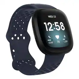StrapsCo - Endurance Band Silicone Rubber Watch Strap For Fitbit Versa 4 (Medium-Long) - Navy Blue