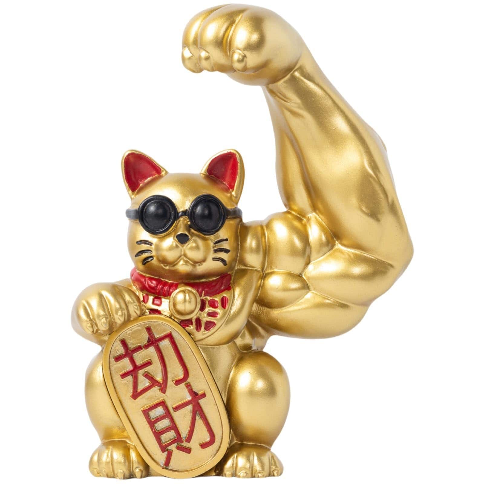 Hanke - Arm Lucky Cat Statue Decorations Maneki Neko Fortune For Store Company Opening Office Register Desk Decor - Red