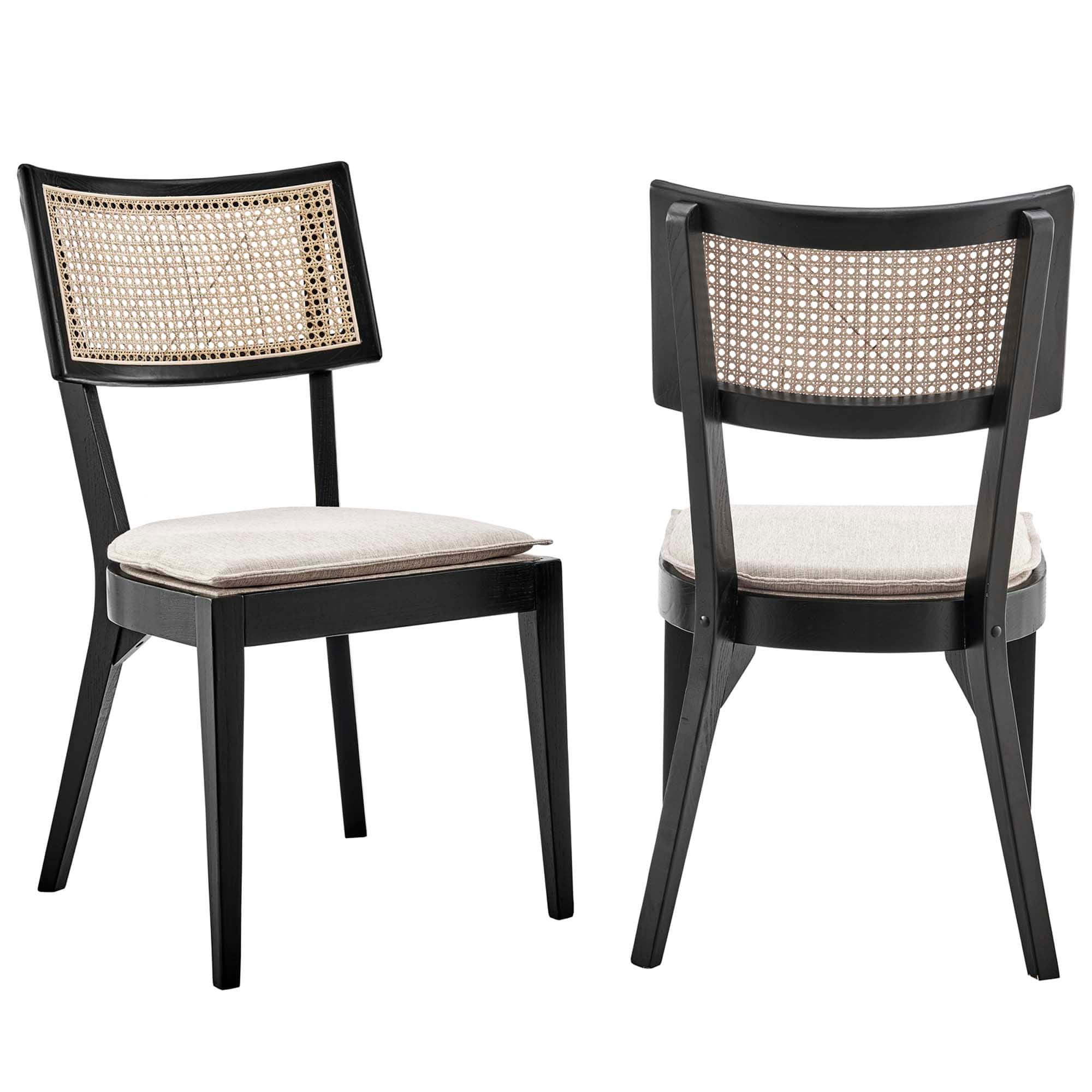 Caledonia Fabric Upholstered Wood Dining Chair Set of 2 by Modway - Brown