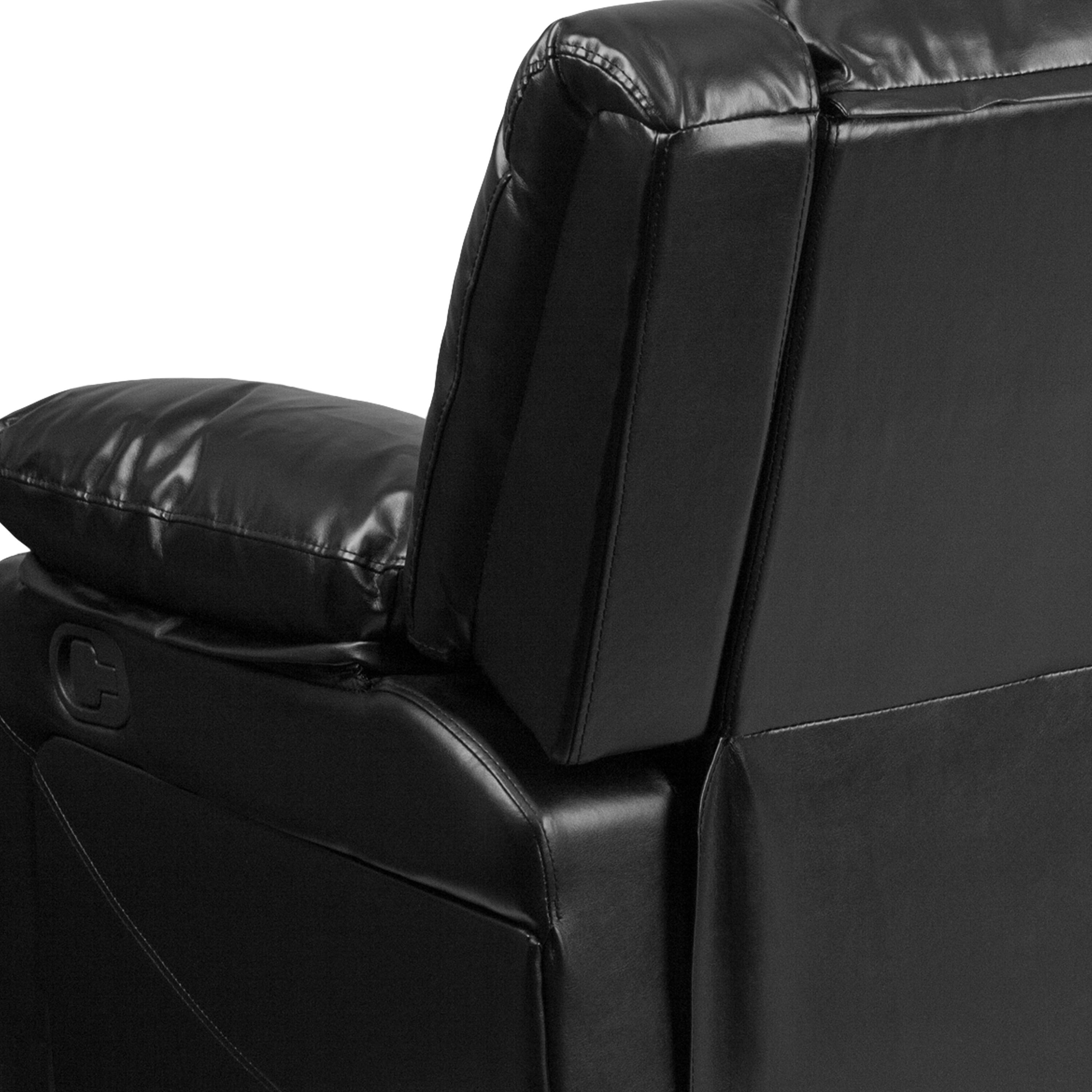 Alt View 9. Emma + Oliver - Bustle Back LeatherSoft Sofa with Two Built-In Recliners - Black LeatherSoft.