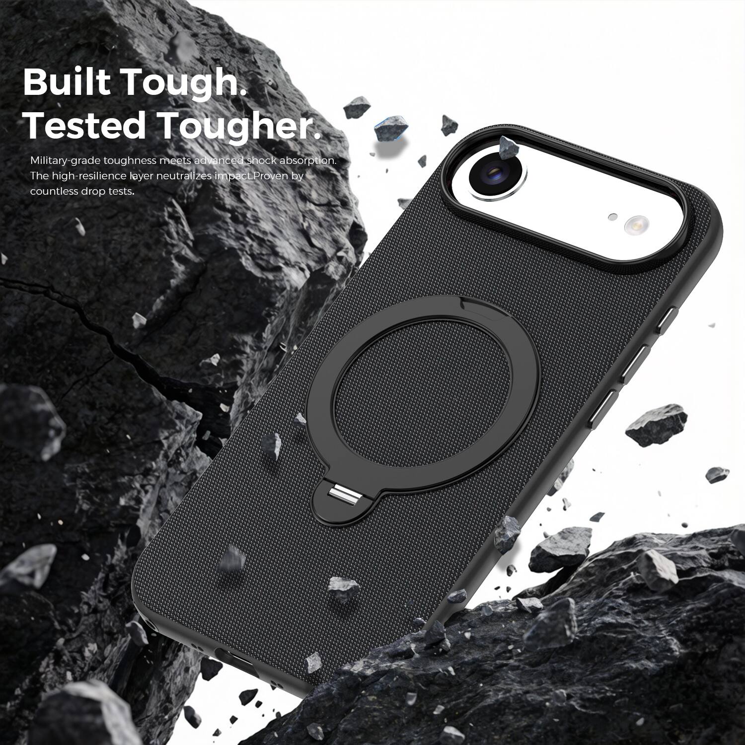 Built Tough.  
Tested Tougher.  

Military-grade toughness meets advanced shock absorption. The high-resilience layer neutralizes impact. Proven by countless drop tests.
