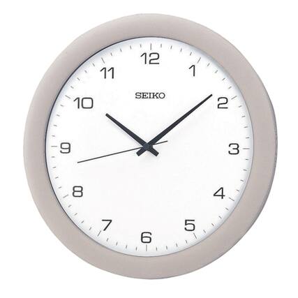 Front. Seiko - Seiko 12" Stylish Brushed Silver Metal Quiet Sweep Wall Clock - Silver Tone Metallic.