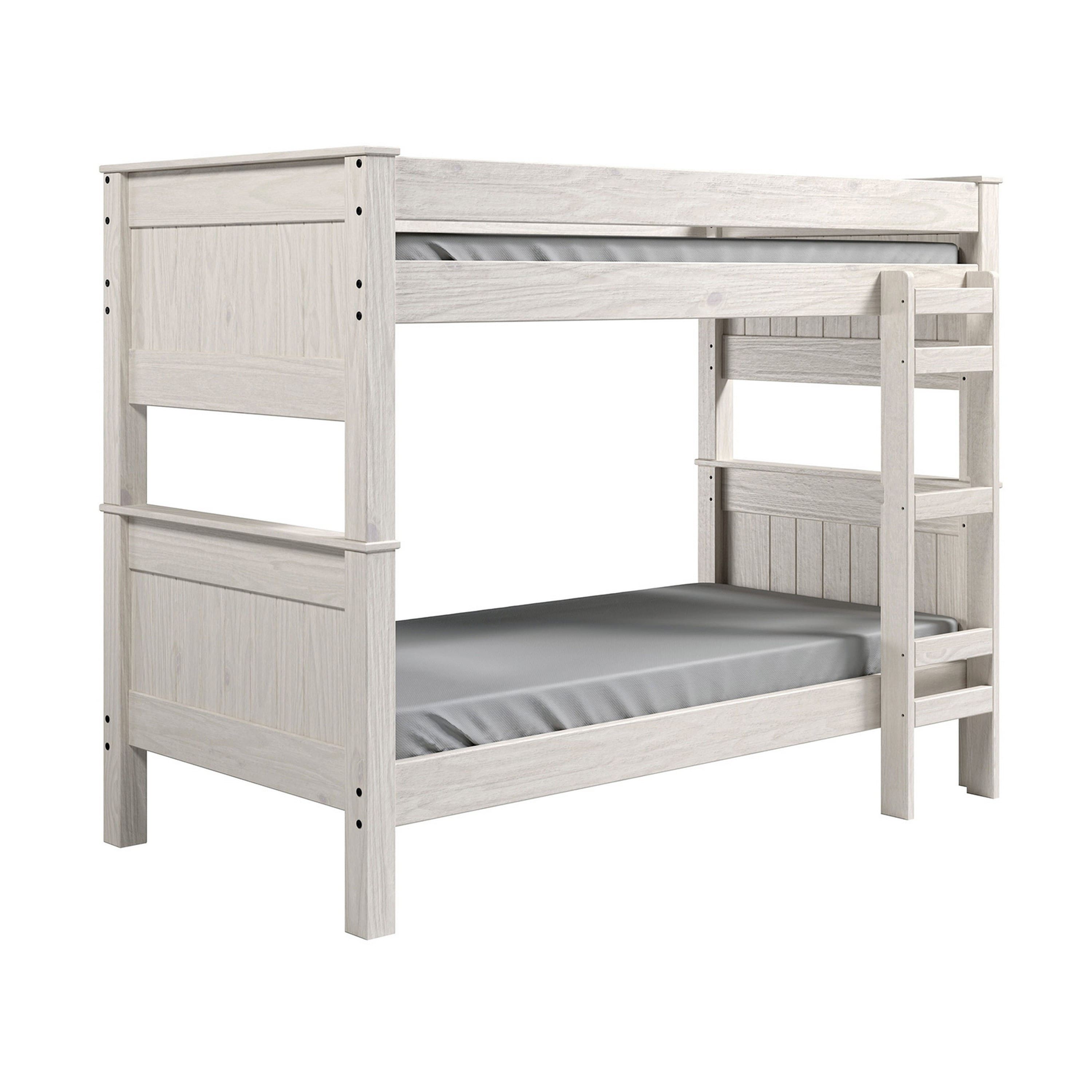 Manhattan Lane - Twin/Twin Bunk Bed with Ladder, Brazilian Pine, Solid Wood, White - White