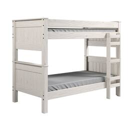 Manhattan Lane - Twin/Twin Bunk Bed with Ladder, Brazilian Pine, Solid Wood, White - White